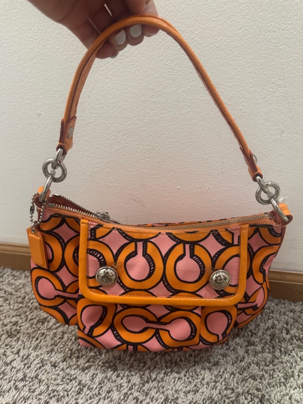 Coach Poppy Groovy Shoulder Bag Pink Orange Pop Art Melon C’s Y2K - Picture 2 of 16